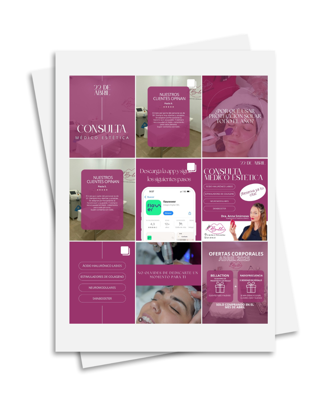 creación de contenido centro de estética